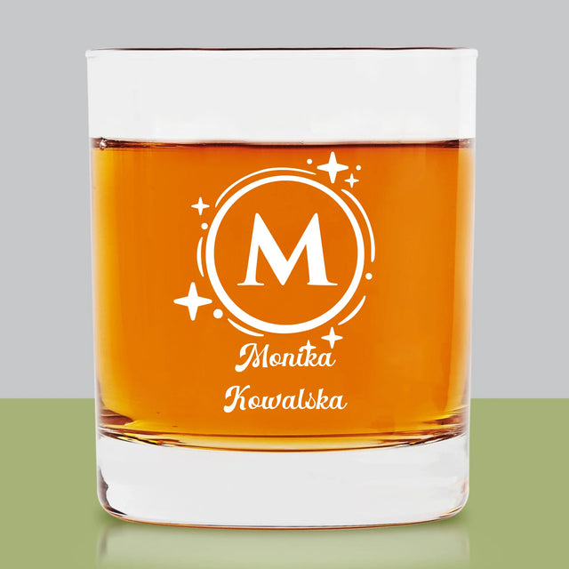 Monogram: Imię Nazwisko Monogram - Szklanka Do Whisky