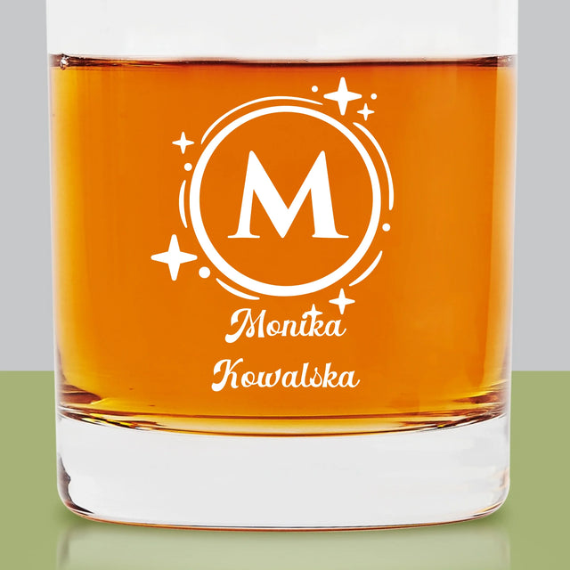Monogram: Imię Nazwisko Monogram - Szklanka Do Whisky