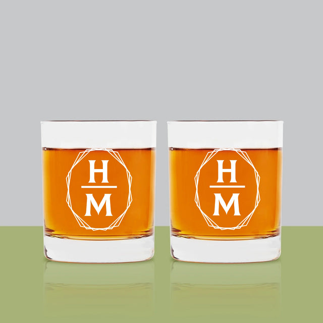 Monogram: Inicjały w Ramce - Szklanka Do Whisky