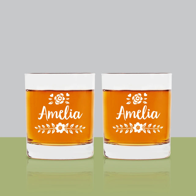 Monogram: Imię Kwiatek - Szklanka Do Whisky