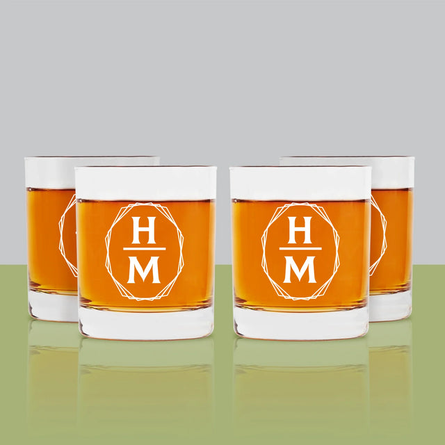 Monogram: Inicjały w Ramce - Szklanka Do Whisky