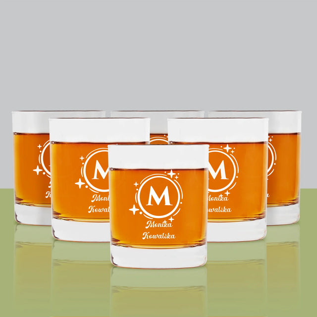 Monogram: Imię Nazwisko Monogram - Szklanka Do Whisky