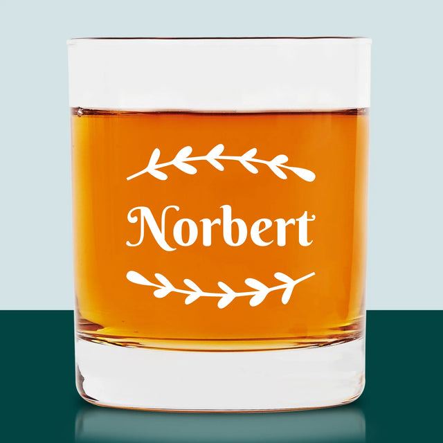 Monogram: Imię Listki - Szklanka Do Whisky