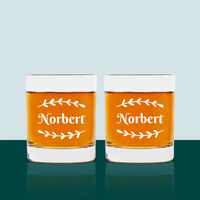 Monogram: Imię Listki - Szklanka Do Whisky