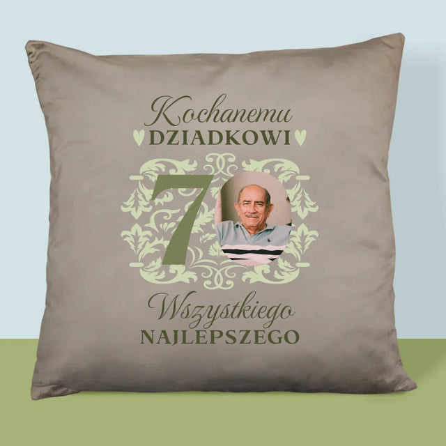 Zdjęcie I Podpis: Kochanemu Dziadkowi Wszystkiego Najlepszego - Poduszka z Nadrukiem