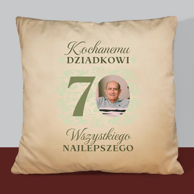 Zdjęcie I Podpis: Kochanemu Dziadkowi Wszystkiego Najlepszego - Poduszka z Nadrukiem