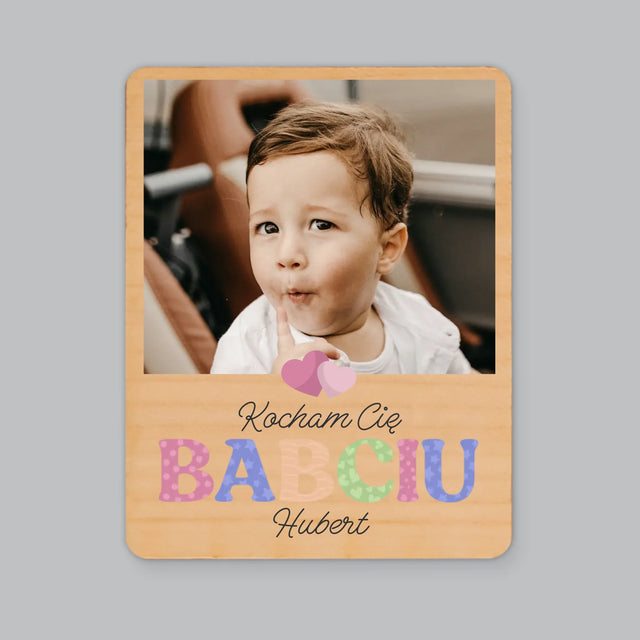 Fotokolaż: Kocham Cię Babciu - Magnes Drewniany