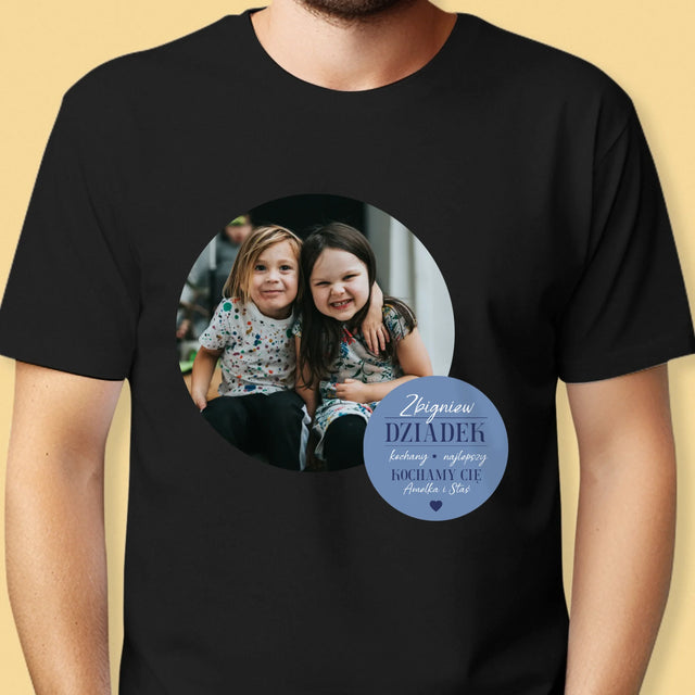 Fotokolaż: Kochany Dziadek - Koszulka Męska z Nadrukiem