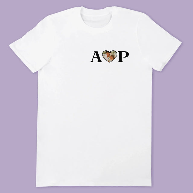 Zdjęcie I Podpis: Wasze Inicjały Z Sercem - Koszulki Dla Par