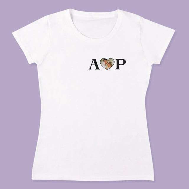 Zdjęcie I Podpis: Wasze Inicjały Z Sercem - Koszulki Dla Par