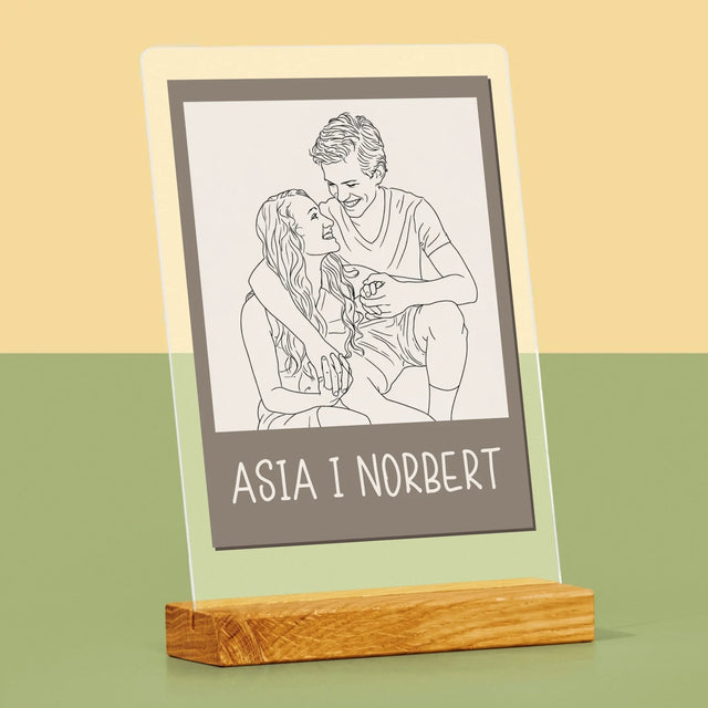 Zdjęcie i Podpis: Lineart Polaroid - Wydruk Na Szkle Akrylowym
