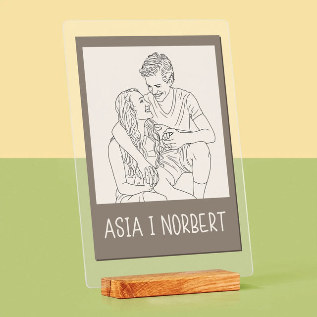 Zdjęcie i Podpis: Lineart Polaroid - Wydruk Na Szkle Akrylowym