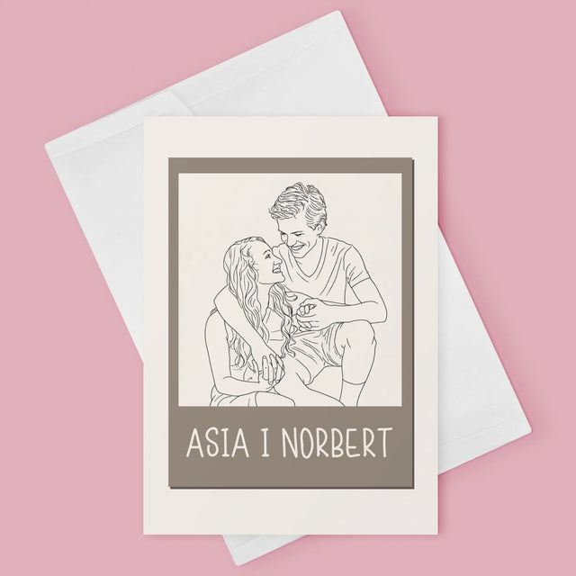 Zdjęcie i Podpis: Lineart Polaroid - Kartka z Życzeniami