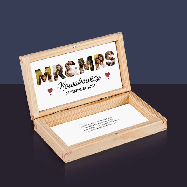 Słowo Ze Zdjęć: Mr&Mrs - Drewniane Pudełko Na Pieniądze