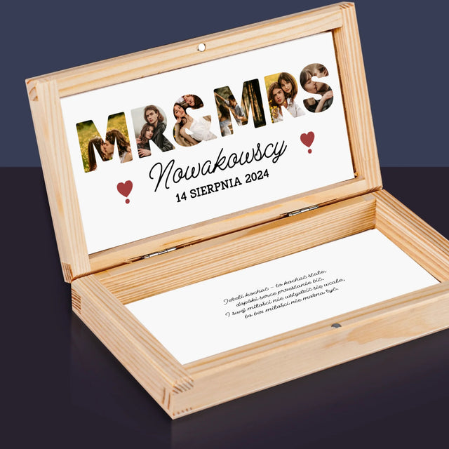 Słowo Ze Zdjęć: Mr&Mrs - Drewniane Pudełko Na Pieniądze