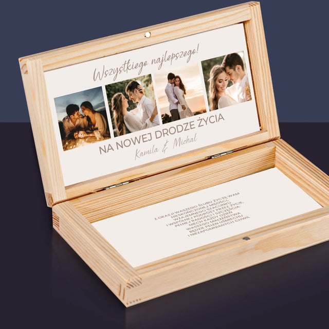 Fotokolaż: Ślubny - Drewniane Pudełko Na Pieniądze
