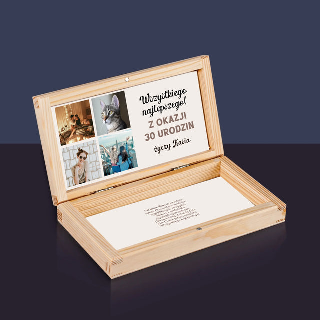 Fotokolaż: Urodzinowy - Drewniane Pudełko Na Pieniądze