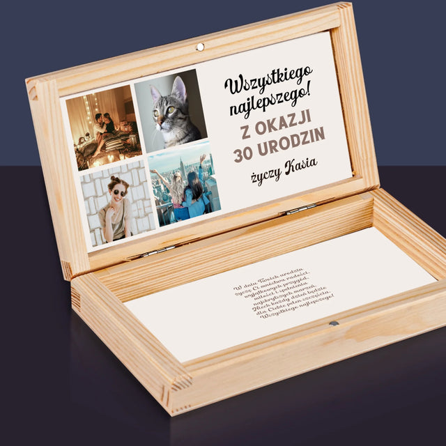Fotokolaż: Urodzinowy - Drewniane Pudełko Na Pieniądze