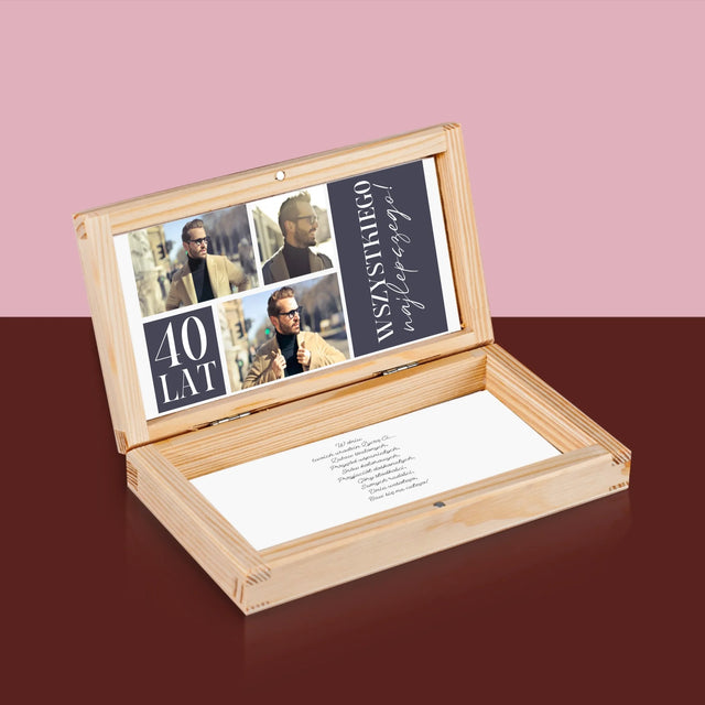Fotokolaż: Urodziny Najlepszego - Drewniane Pudełko Na Pieniądze