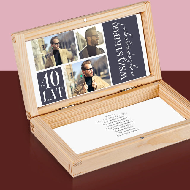 Fotokolaż: Urodziny Najlepszego - Drewniane Pudełko Na Pieniądze
