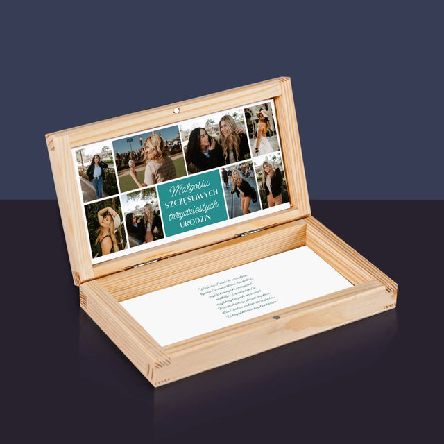 Fotokolaż: Szczęśliwych Urodzin - Drewniane Pudełko Na Pieniądze