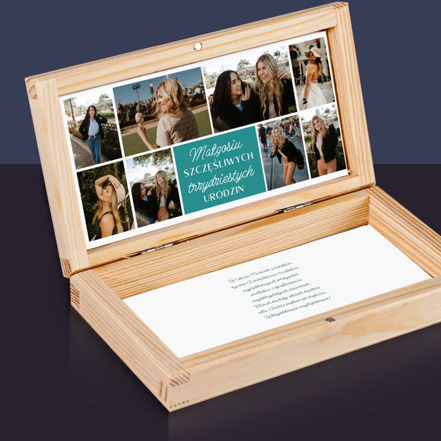 Fotokolaż: Szczęśliwych Urodzin - Drewniane Pudełko Na Pieniądze