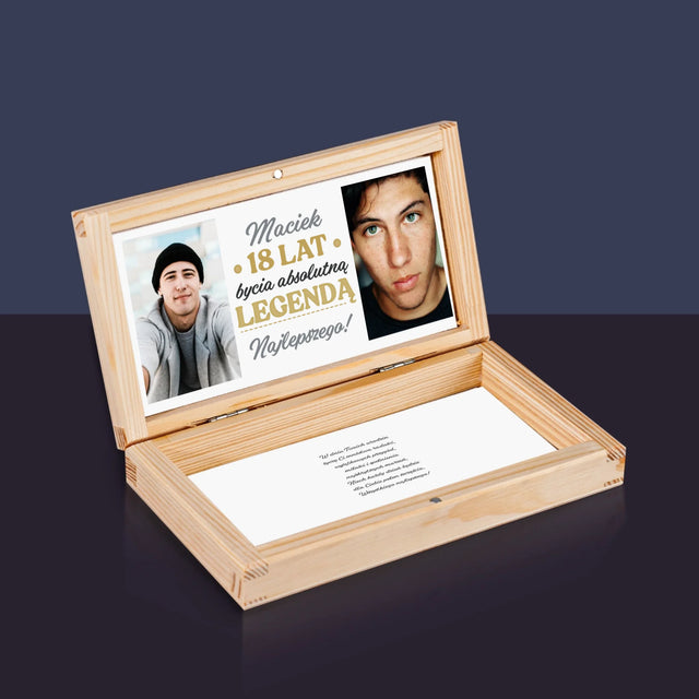 Fotokolaż: 18 Lat Bycia Legendą - Drewniane Pudełko Na Pieniądze