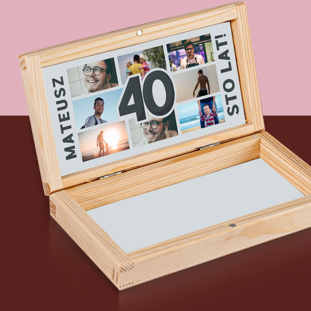 Fotokolaż: 40 Lat - Drewniane Pudełko Na Pieniądze
