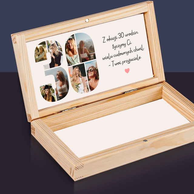 Fotokolaż: 30 Urodziny Życzenia - Drewniane Pudełko Na Pieniądze