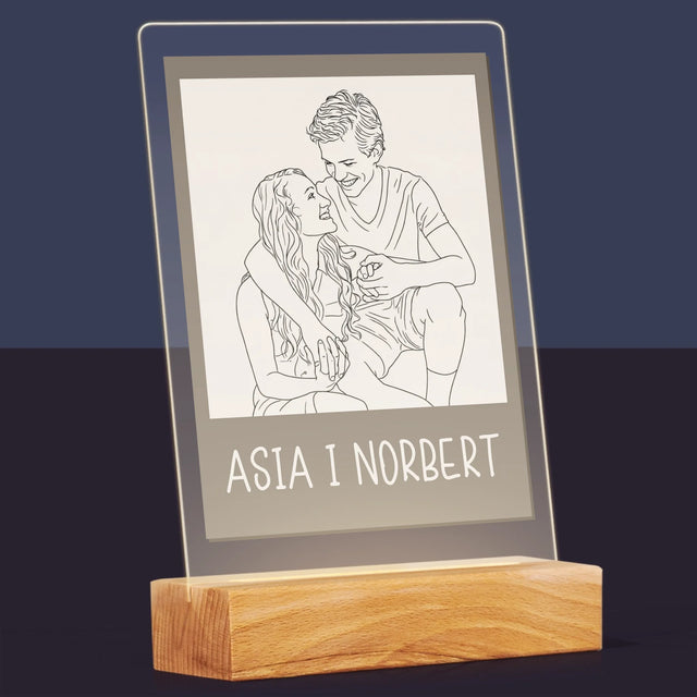 Zdjęcie i Podpis: Lineart Polaroid - Wydruk Na Szkle Akrylowym