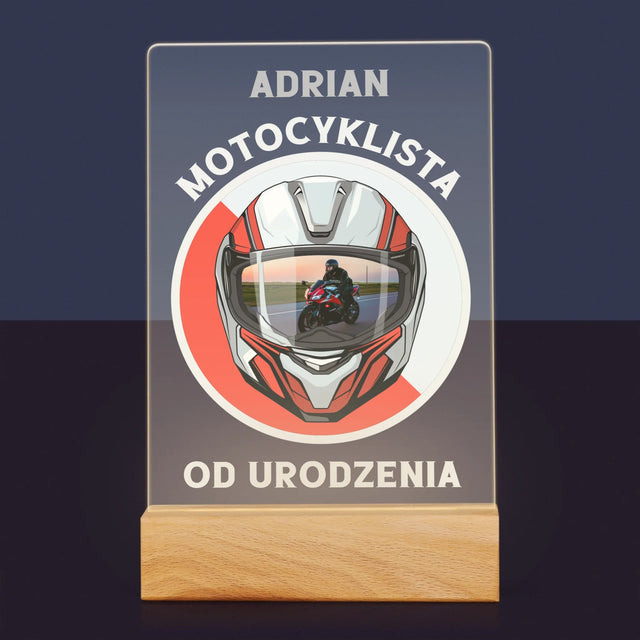 Zdjęcie I Podpis: Motocyklista Od Urodzenia - Wydruk Na Szkle Akrylowym