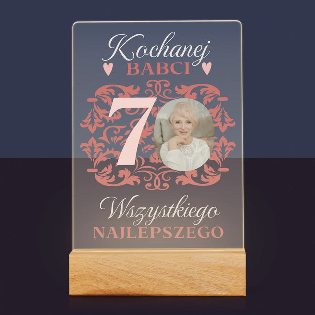 Zdjęcie I Podpis: Kochanej Babci Wszystkiego Najlepszego - Wydruk Na Szkle Akrylowym