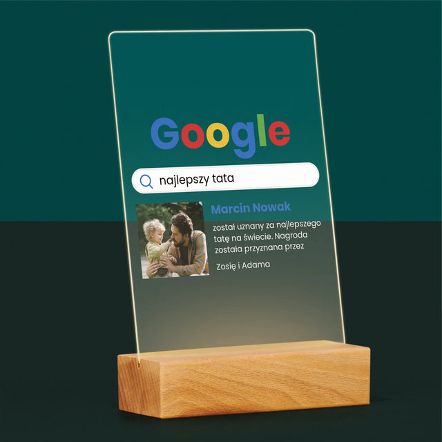 Zdjęcie i Podpis: Najlepszy Tata Wynik Google - Wydruk Na Szkle Akrylowym
