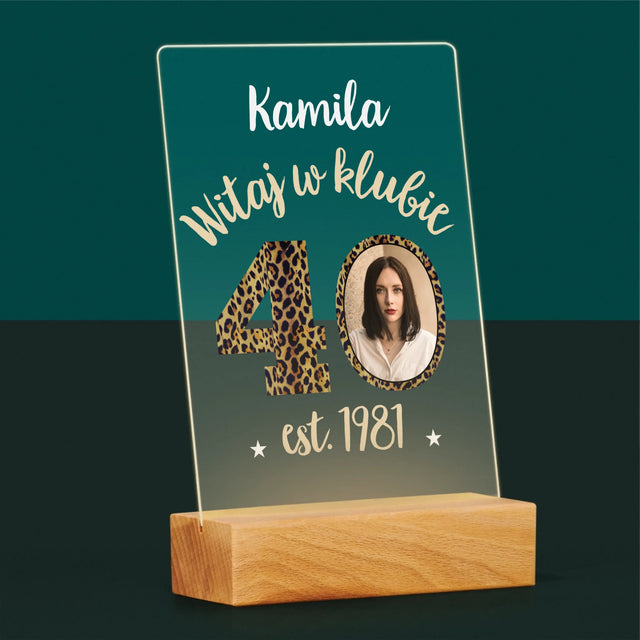 Zdjęcie I Podpis: Witaj W Klubie 40 - Wydruk Na Szkle Akrylowym