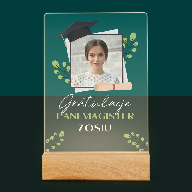Zdjęcie i Podpis: Gratulacje Magister - Wydruk Na Szkle Akrylowym