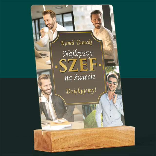 Fotokolaż: Najlepszy Szef Na Świecie - Wydruk Na Szkle Akrylowym