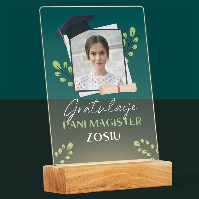Zdjęcie i Podpis: Gratulacje Magister - Wydruk Na Szkle Akrylowym