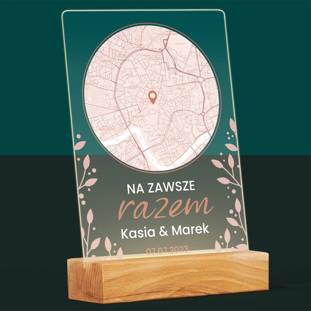 Mapa Miasta: Na Zawsze Razem - Wydruk Na Szkle Akrylowym