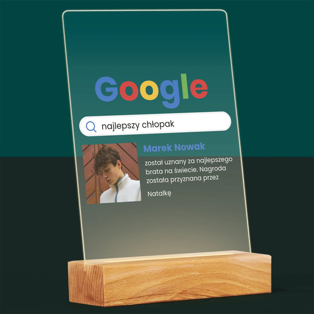Zdjęcie I Podpis: Najlepszy Chłopak Wynik Google - Wydruk Na Szkle Akrylowym
