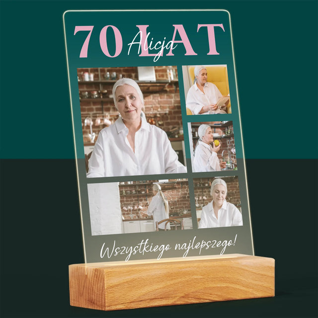 Fotokolaż: 70 Lat Wszystkiego Najlepszego - Wydruk Na Szkle Akrylowym