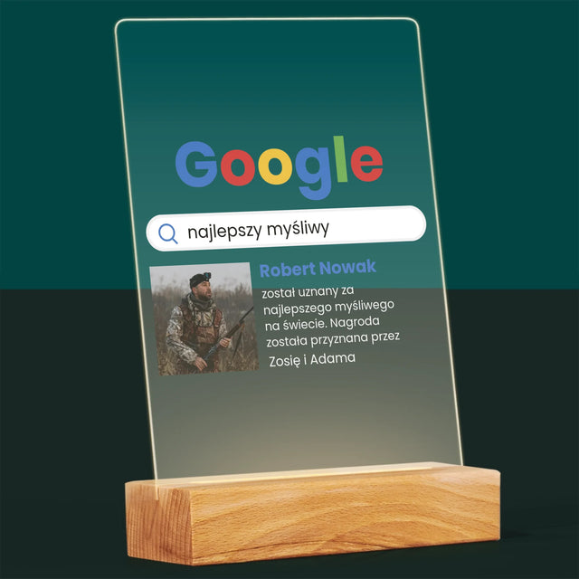 Zdjęcie I Podpis: Najlepszy Myśliwy Wynik Google - Wydruk Na Szkle Akrylowym