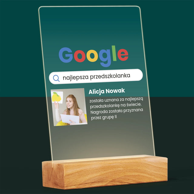 Zdjęcie I Podpis: Najlepsza Przedszkolanka Wynik Google - Wydruk Na Szkle Akrylowym