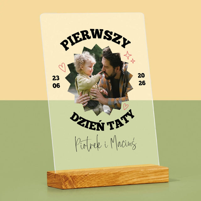 Zdjęcie I Podpis: Pierwszy Dzień Taty Razem - Wydruk Na Szkle Akrylowym