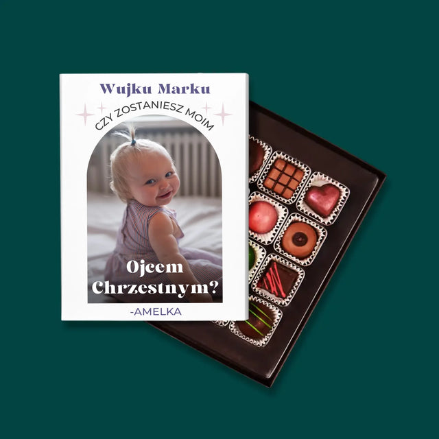 Zdjęcie i Podpis: Prośba O Bycie Chrzestnym Elegant - Personalizowane Praliny