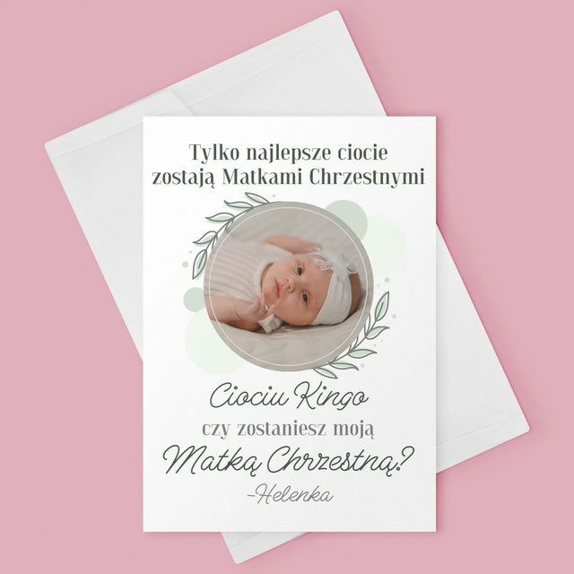 Zdjęcie i Podpis: Najlepsze Ciocie Zostają Matkami Chrzestnymi - Kartka z Życzeniami