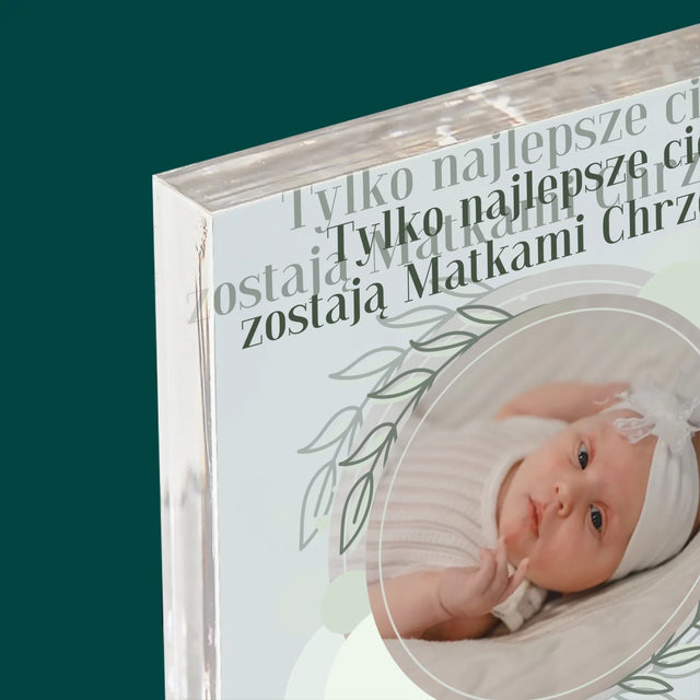 Zdjęcie i Podpis: Najlepsze Ciocie Zostają Matkami Chrzestnymi - Blok Akrylowy z Nadrukiem