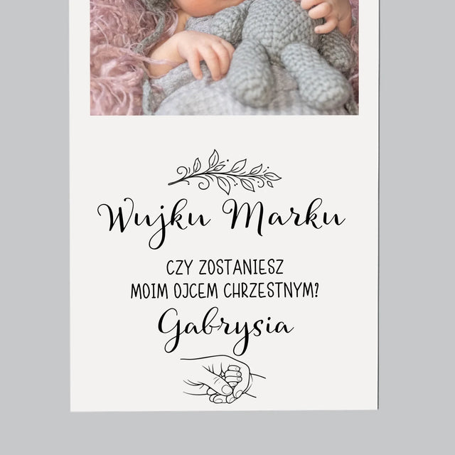 Zdjęcie i Podpis: Chrzestny Dziecko Rączka - Magnes Na Lodówkę