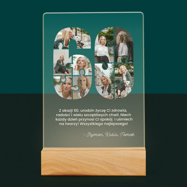 Kształt Ze Zdjęć: 60 Urodziny Puzzle - Wydruk Na Szkle Akrylowym