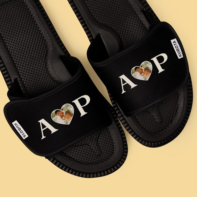 Zdjęcie i Podpis: Wasze Inicjały z Sercem - Klapki Kubota