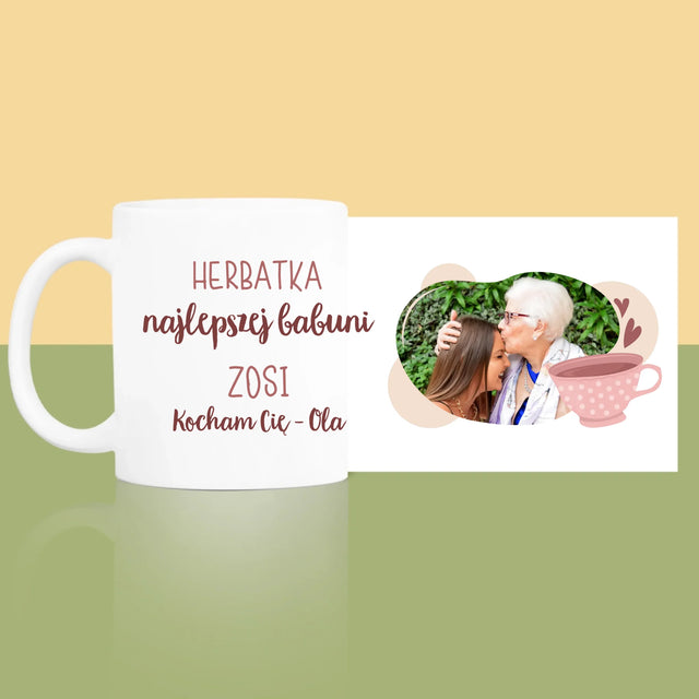 Zdjęcie i Podpis: Herbatka Najlepszej Babuni - Kubek z Nadrukiem